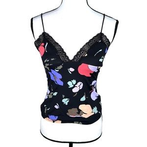 Calvin Klein Black Floral Lace Trim Camisole